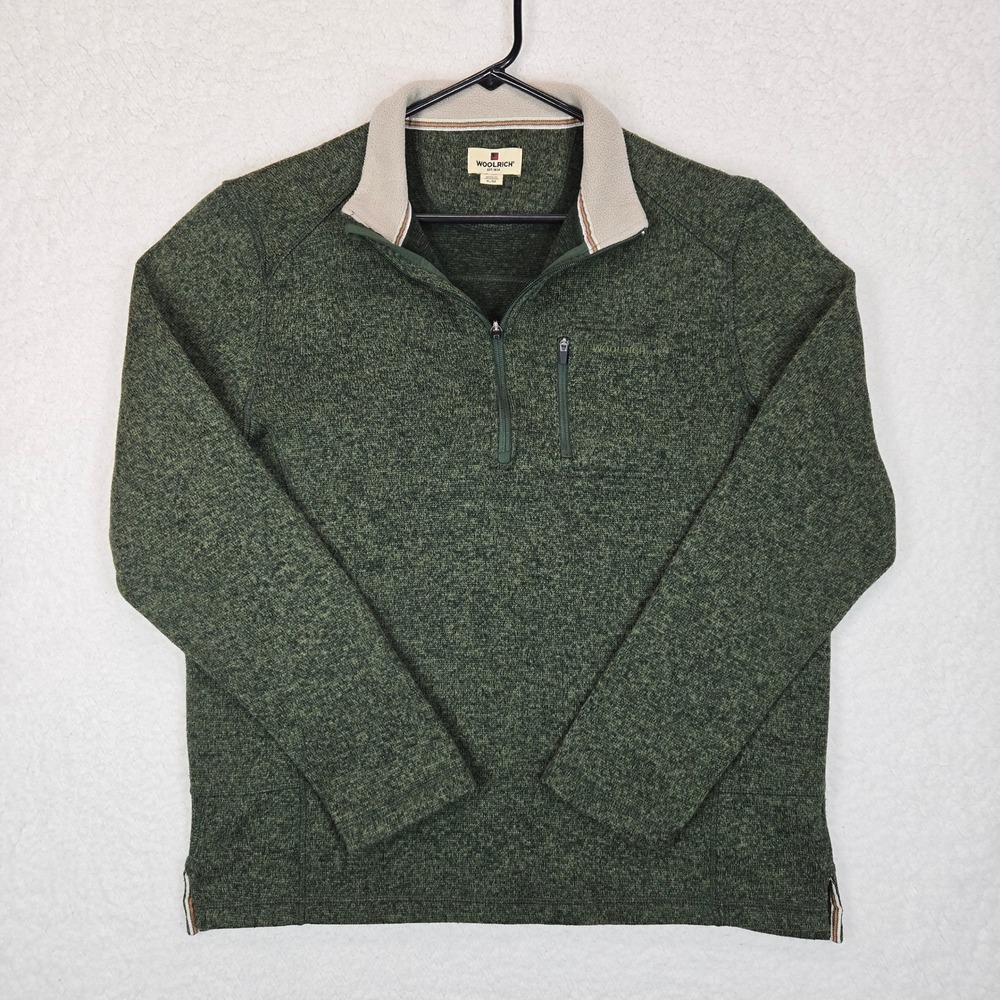 Woolrich Men's Heathered Green Quarter Zip Pullover Heritage Old Money‎ XL